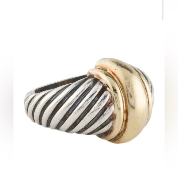 David Yurman Sterling Silver & 14K Yellow Gold ring classic - Picture 3 of 5
